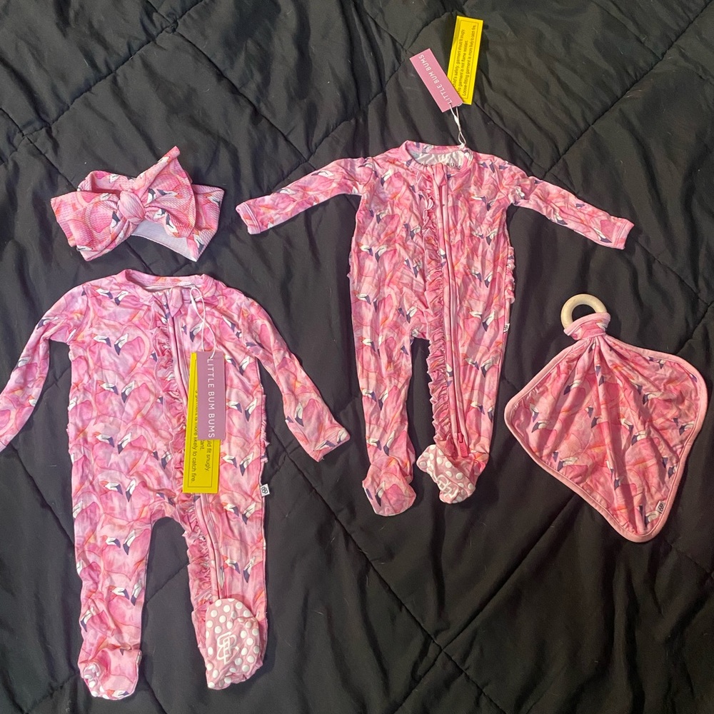 Little Bum Bum zip up footies sets (newborn) (0-3 months)